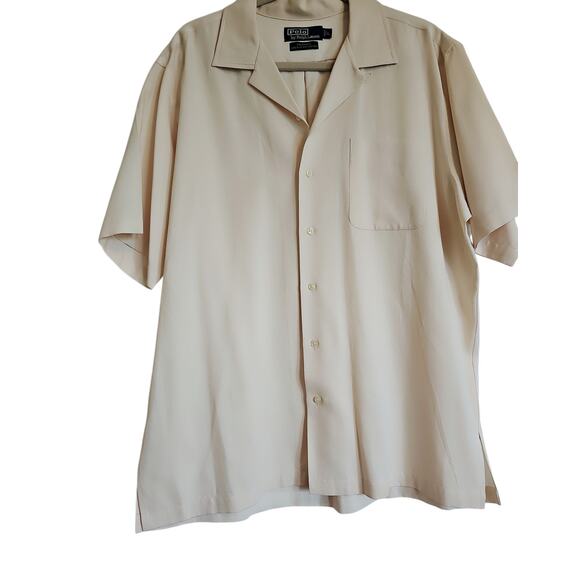 Polo Ralph Lauren Caldwell Silk Cotton Mens Large Short Sleeve Open Collar Shirt - Picture 1 of 9